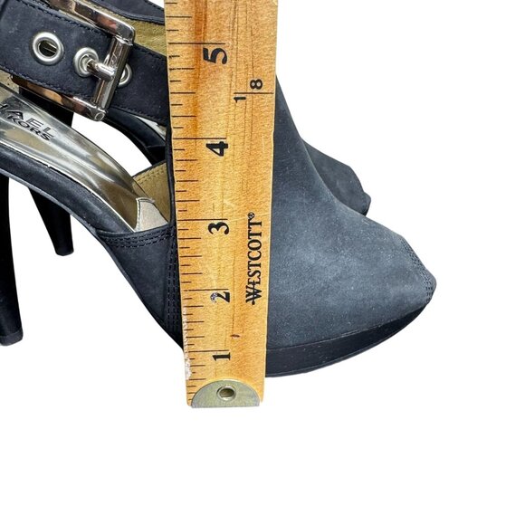 NWOB Michael Kors "Greenwich" Black Leather Peep-Toe Heels, 4.5" Heel, Size 9 - Picture 11 of 11